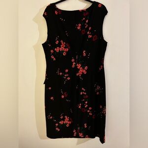 Lauren Ralph Lauren Black w ditzy floral Pink Sleeveless Cowl Neck Dress sz 18W